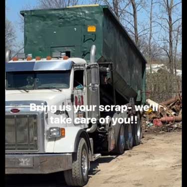 truck unloading scrap metal at Westpark Recycling in Elyria Ohio