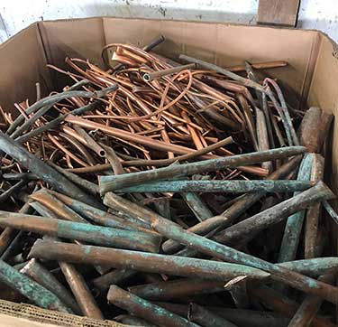 scrap copper pipe ready for recycling