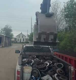 truck full of rotors getting unloaded at Westpark Recycling in Elyria Ohio